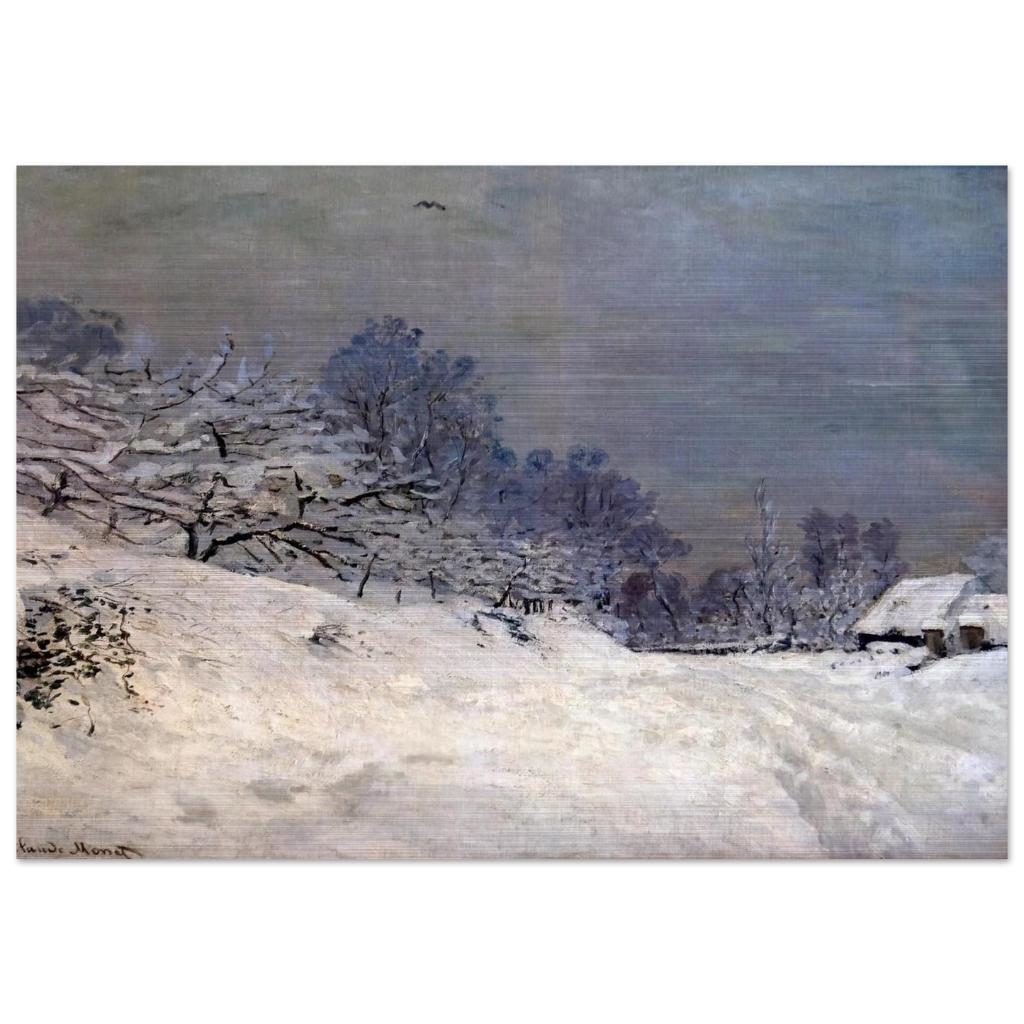 The Road in front of Saint-Simeon Farm in Winter - claude monet Brushed Aluminum Print - 70x100 cm / 28x40 inches | claude monet Aluminum Print | claude monet Prints