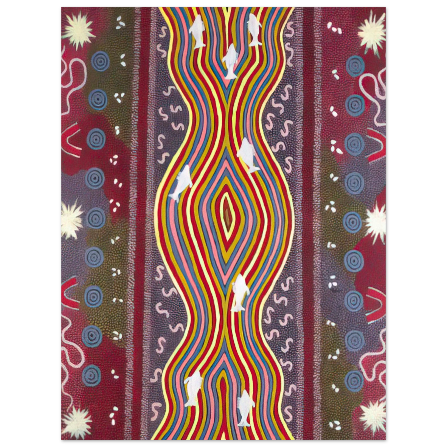 Clifford Possum Tjapaltjarri - Fish and Honey Dreaming - Native Art  75x100 cm / 30x40inches Fine Art Poster