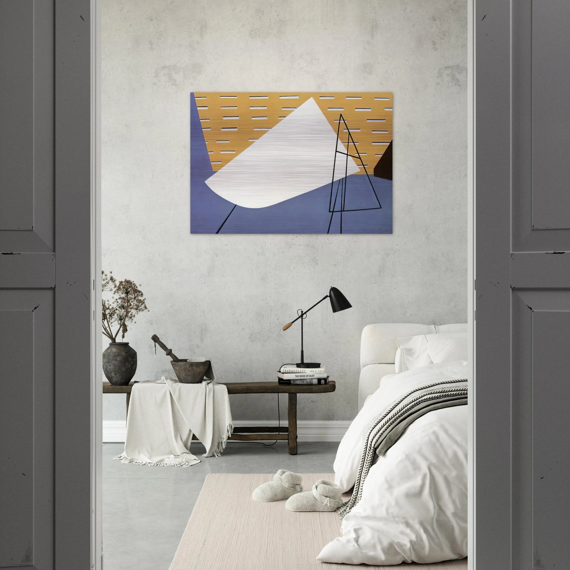 Aircraft Plant - 1945 - Ralston Crawford Brushed Aluminum Print - 70x100 cm / 28x40 inches | Ralston Crawford Aluminum Print | Ralston Crawford Prints