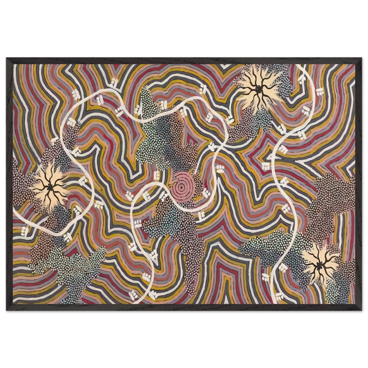 Possum Dreaming - 1996 - Clifford Possum Tjapaltjarri 70x100 cm / 28x40 inches Framed Art Print – Black Wooden Frame