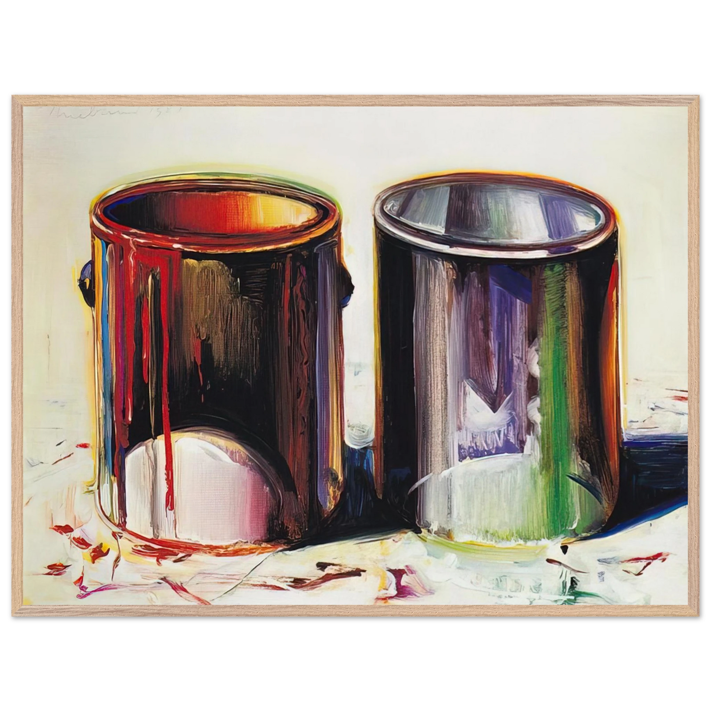 Wayne Thiebaud - Two Paint Cans - 1987 Wall Art - 21x29.7 cm / 8x12" - Premium Wooden Framed Poster With Fine Art Paper - White frame