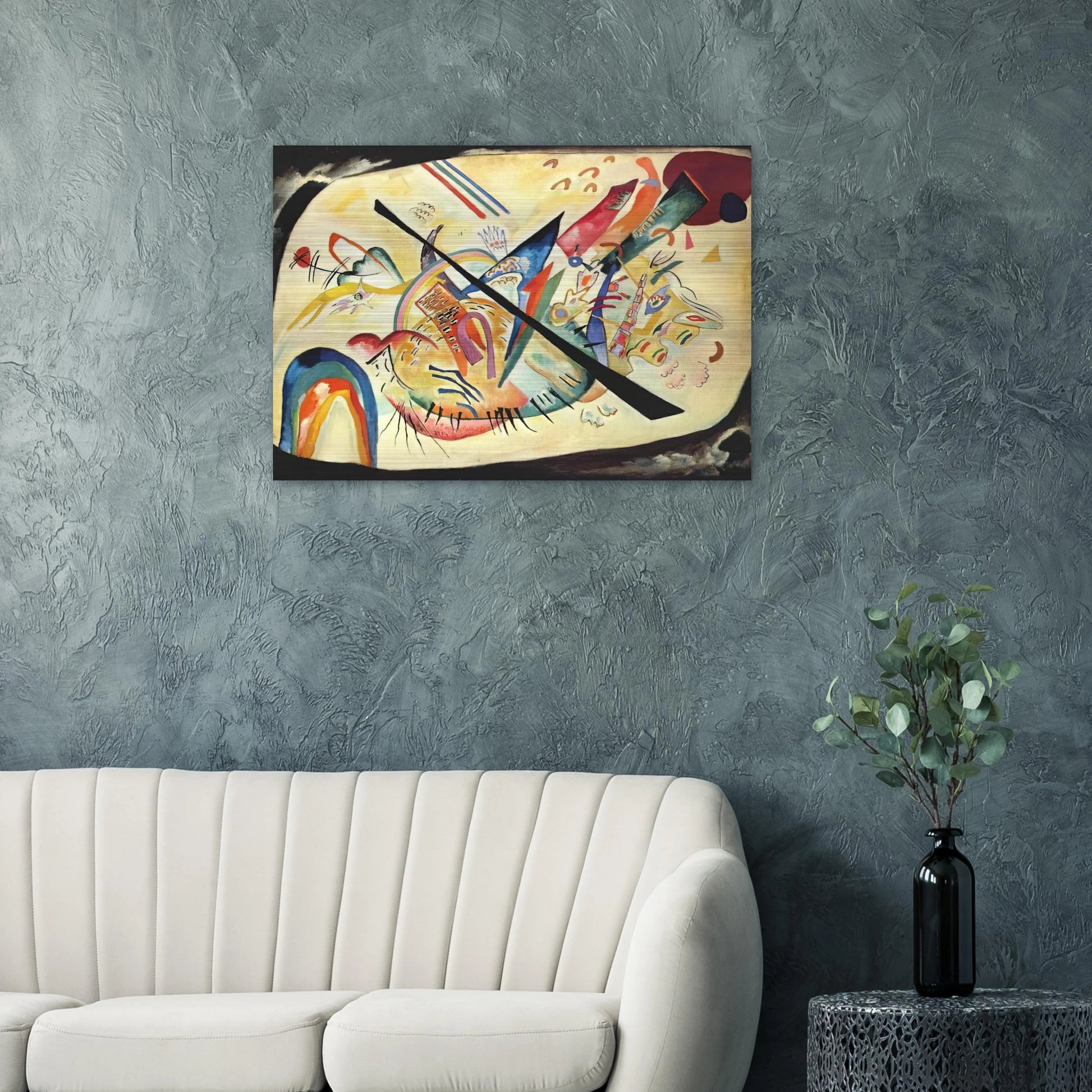 WHITE OVAL 1919 - Wassily Kandinsky Brushed Aluminum Print - 70x100 cm / 28x40 inches | Wassily Kandinsky Aluminum Print | Wassily Kandinsky Prints