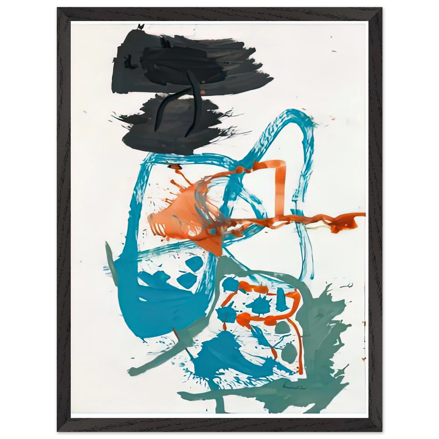 Helen Frankenthaler - Winter Figure with Black Overhead, 1959- Wall Art - 60x80 cm / 24x32 inches - Premium Wooden Framed Poster With Fine Art Paper-canvas - White frame