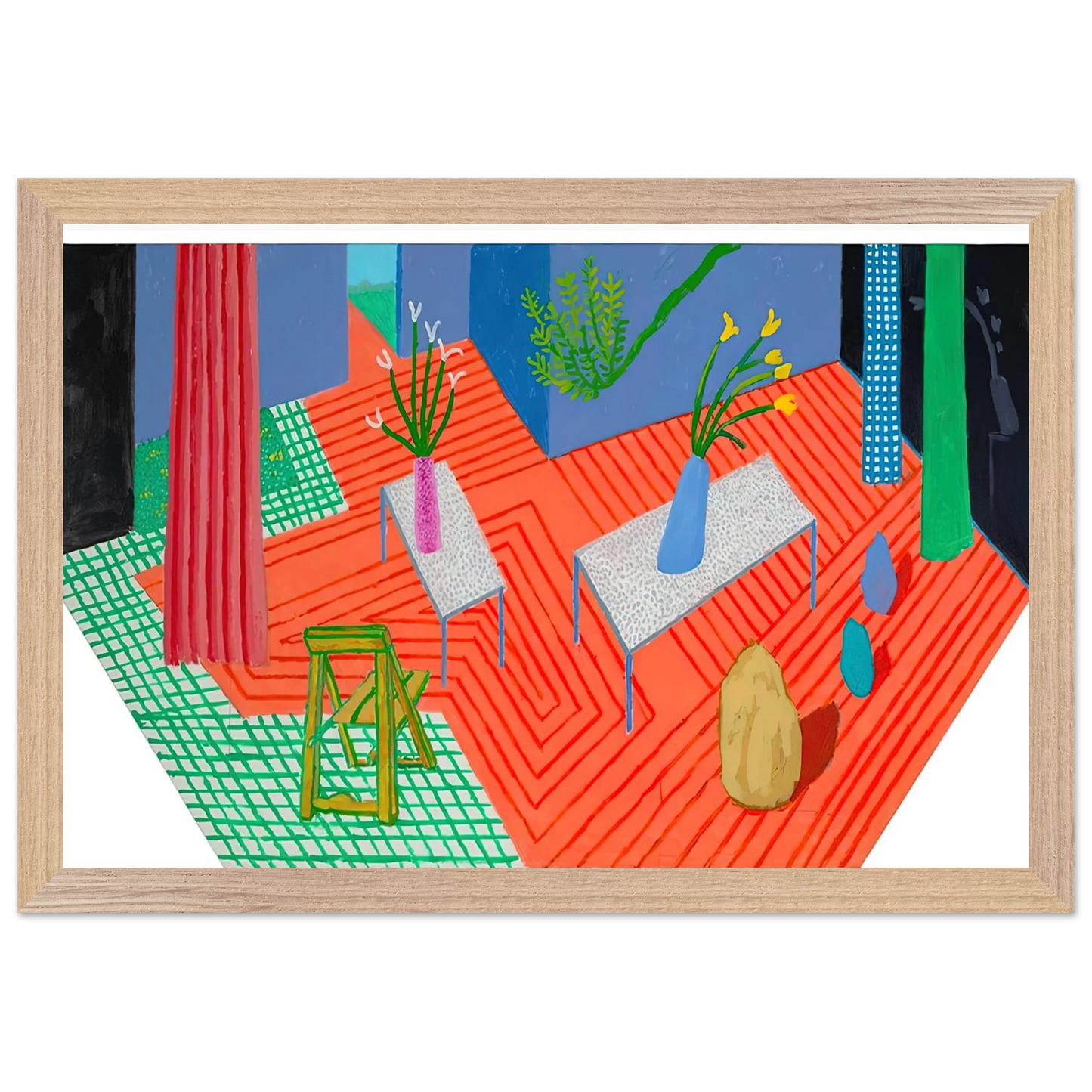 David Hockney - David Hockney Wall art - 70x100 cm / 28x40 inches - Premium Wooden Framed Poster With Fine Art Paper-canvas - White frame