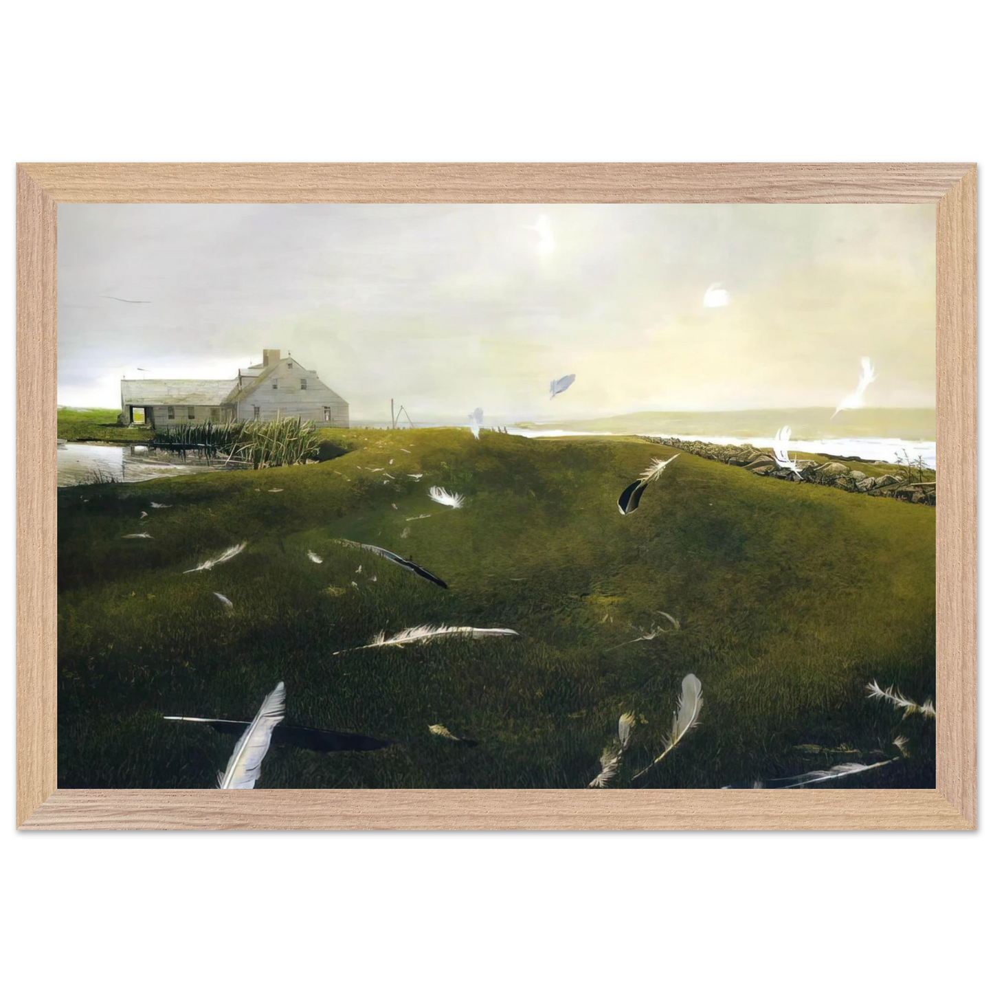 Andrew Wyeth - AIRBORNE Wall Art - 21x29.7 cm / 8x12" - Premium Wooden Framed Poster With Fine Art Paper-canvas - White frame