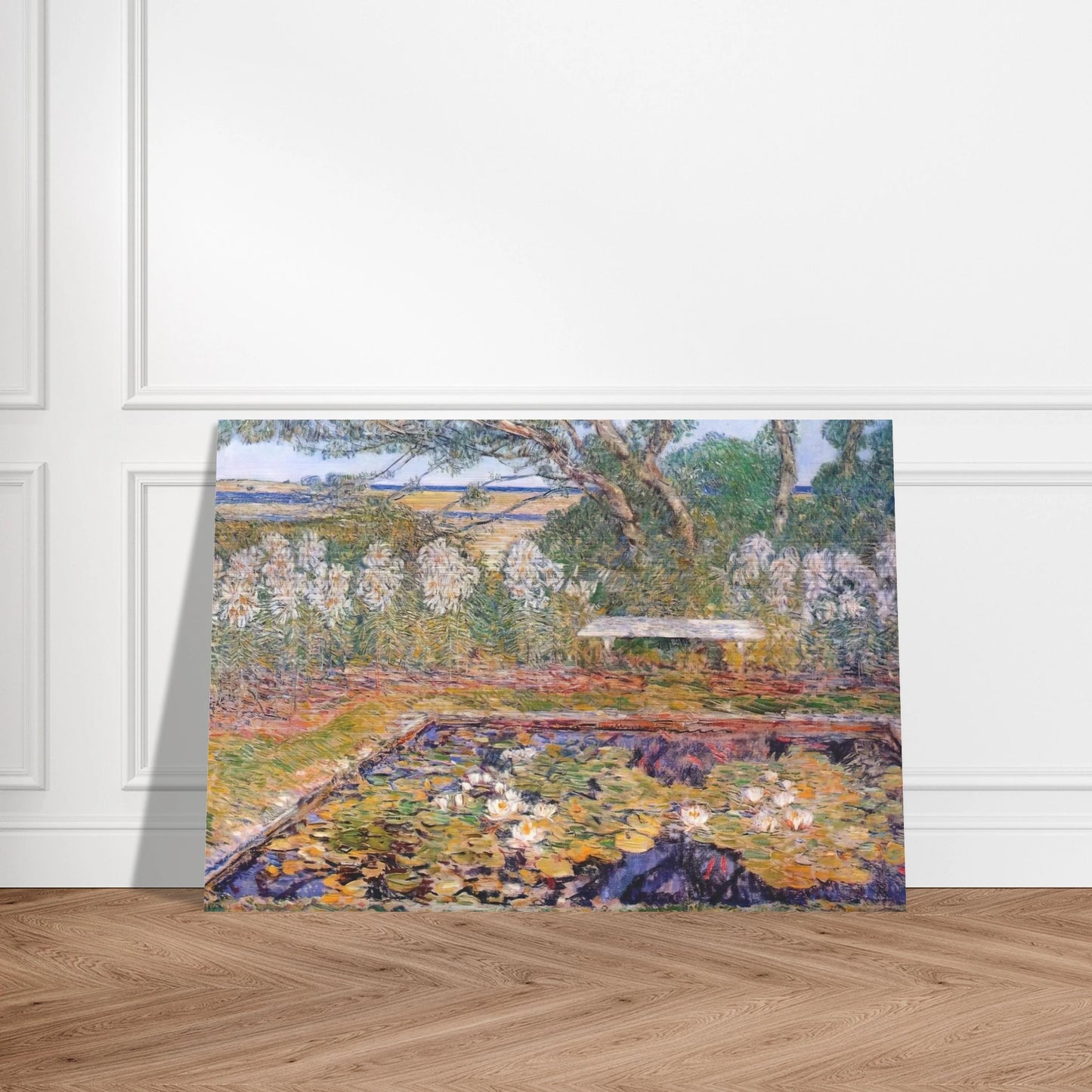 A long island garden - Childe Hassam Brushed Aluminum Print - 70x100 cm / 28x40 inches | Childe Hassam Aluminum Print | Childe Hassam Prints