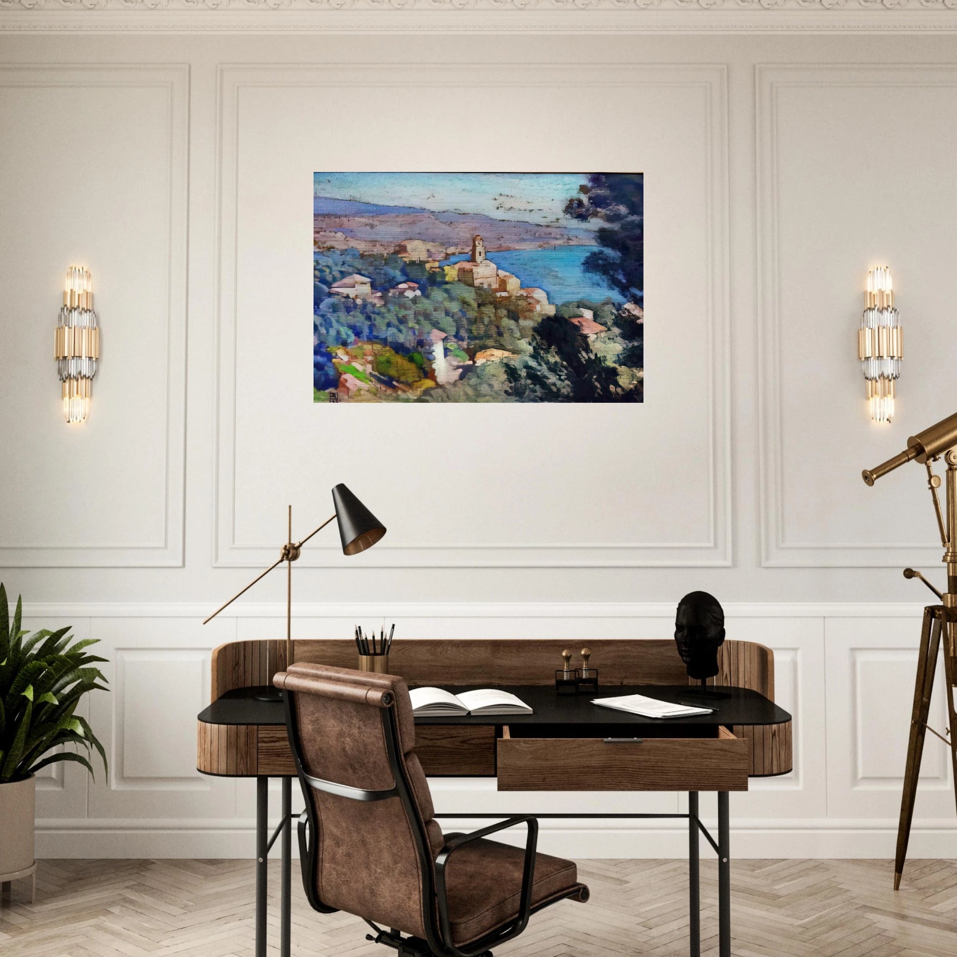 MORTULA AT GRIMALDI - Theo van Rysselberghe Brushed Aluminum Print - 70x100 cm / 28x40 inches | Theo van Rysselberghe Aluminum Print | Theo van Rysselberghe Prints