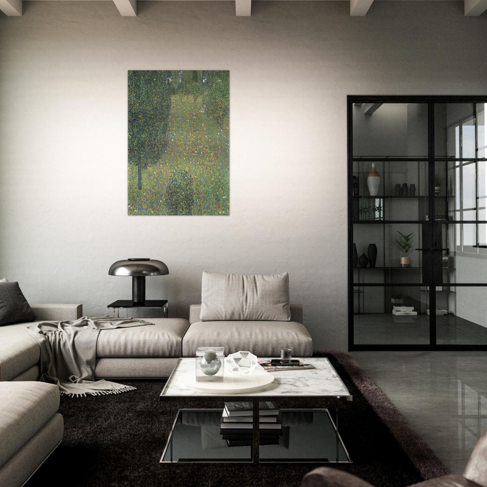 LANDSCAPE GARDEN MEADOW IN FLOWER - Gustav Klimt Brushed Aluminum Print - 70x100 cm / 28x40 inches | Gustav Klimt Aluminum Print | Gustav Klimt Prints