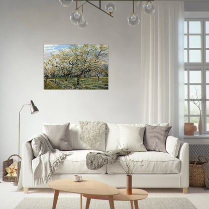 Orchard with Blossoming Plum Trees - Vincent van Gogh Brushed Aluminum Print - 70x100 cm / 28x40 inches | Vincent van Gogh Aluminum Print | Vincent van Gogh Prints