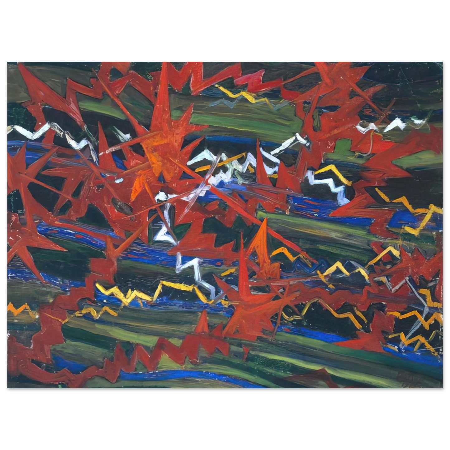Gerardo Dottori - Explosion of Red on Green  75x100 cm / 30x40inches Fine Art Poster