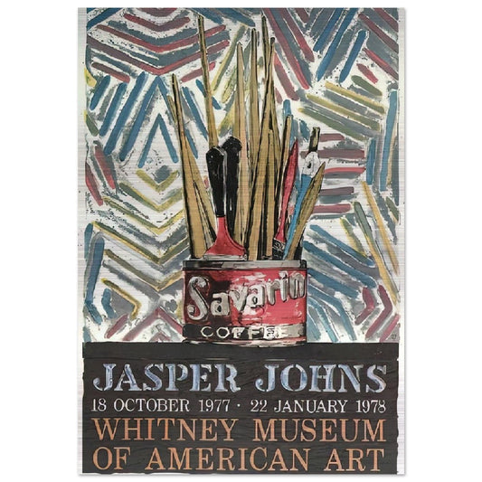 SAVARIN WHITNEY MUSEUM POSTER - Jasper Johns Brushed Aluminum Print - 70x100 cm / 28x40 inches | Jasper Johns Aluminum Print | Jasper Johns Prints