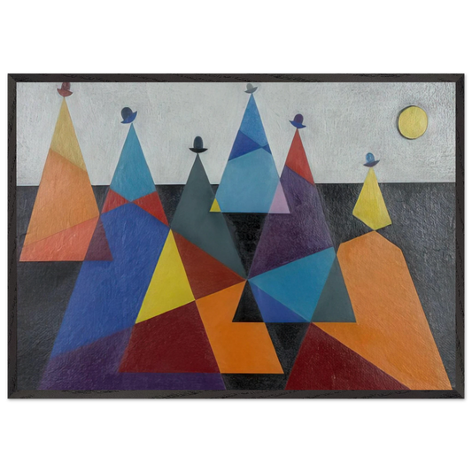 Untitled Mountains - 1955 - Omar Rayo 70x100 cm / 28x40 inches Framed Art Print – Black Wooden Frame