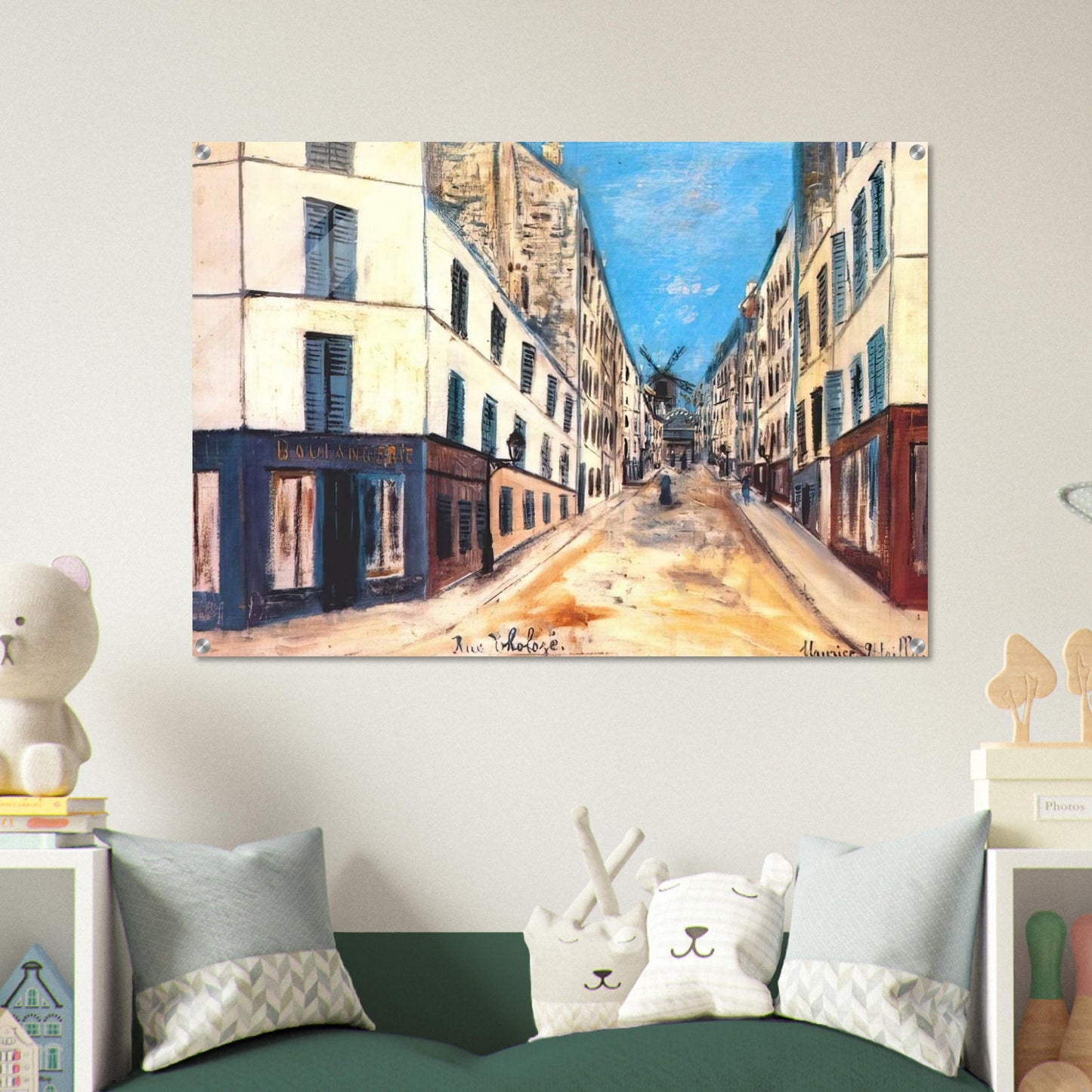 THOLOZE STREET - Maurice Utrillo Acrylic Print - 70x100 cm / 28x40″ inches | Maurice Utrillo Wall Art | Maurice Utrillo Prints