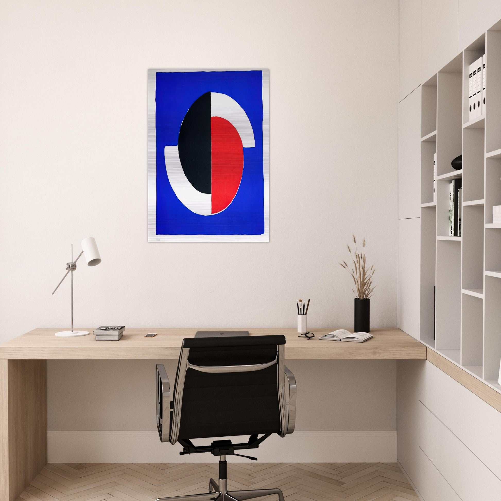 COMPOSITION RED BLUE BLACK WHITE - Sonia Delaunay Brushed Aluminum Print - 70x100 cm / 28x40 inches | Sonia Delaunay Aluminum Print | Sonia Delaunay Prints