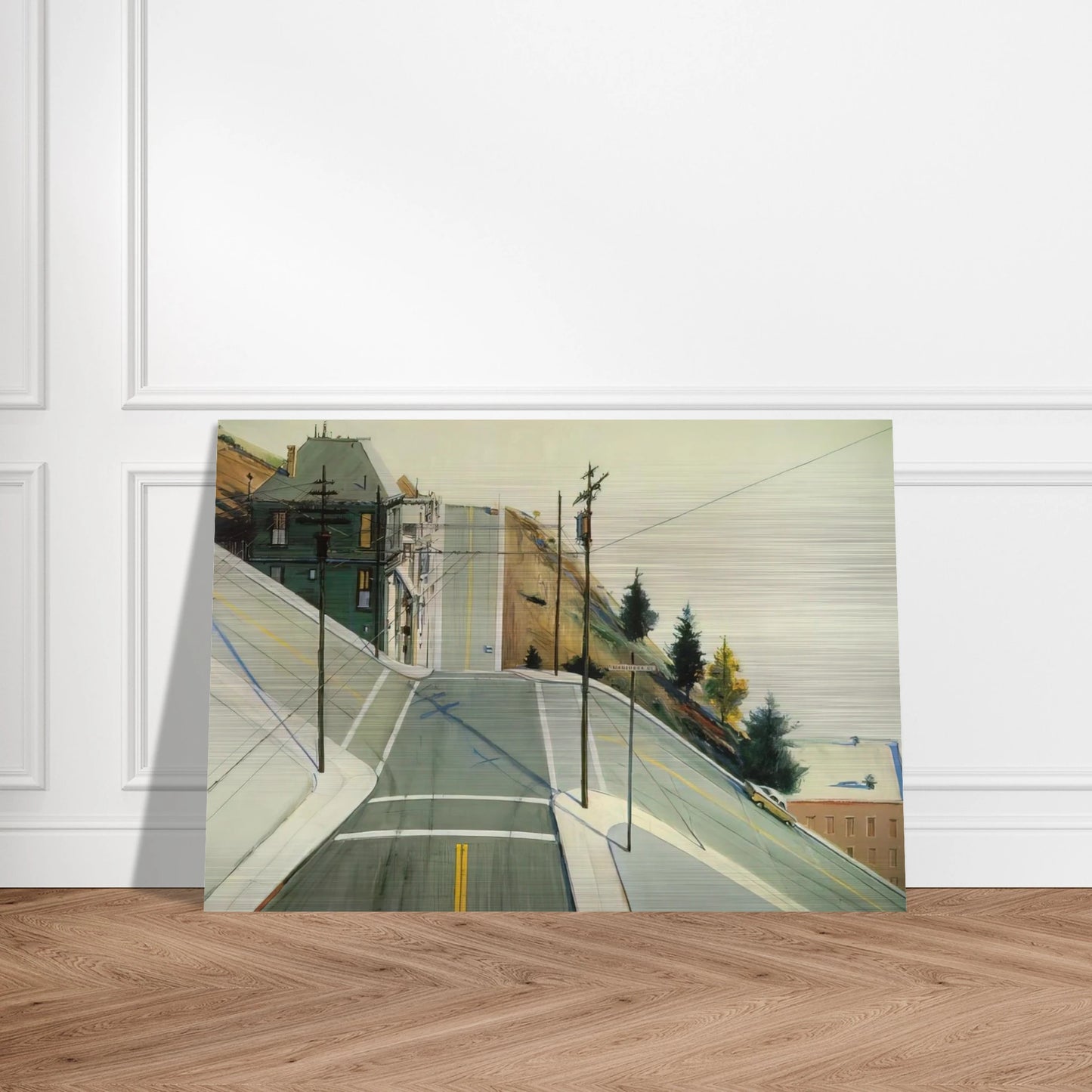 24th Street Intersection - 1977 - Wayne Thiebaud Brushed Aluminum Print - 70x100 cm / 28x40 inches | Wayne Thiebaud Aluminum Print | Wayne Thiebaud Prints