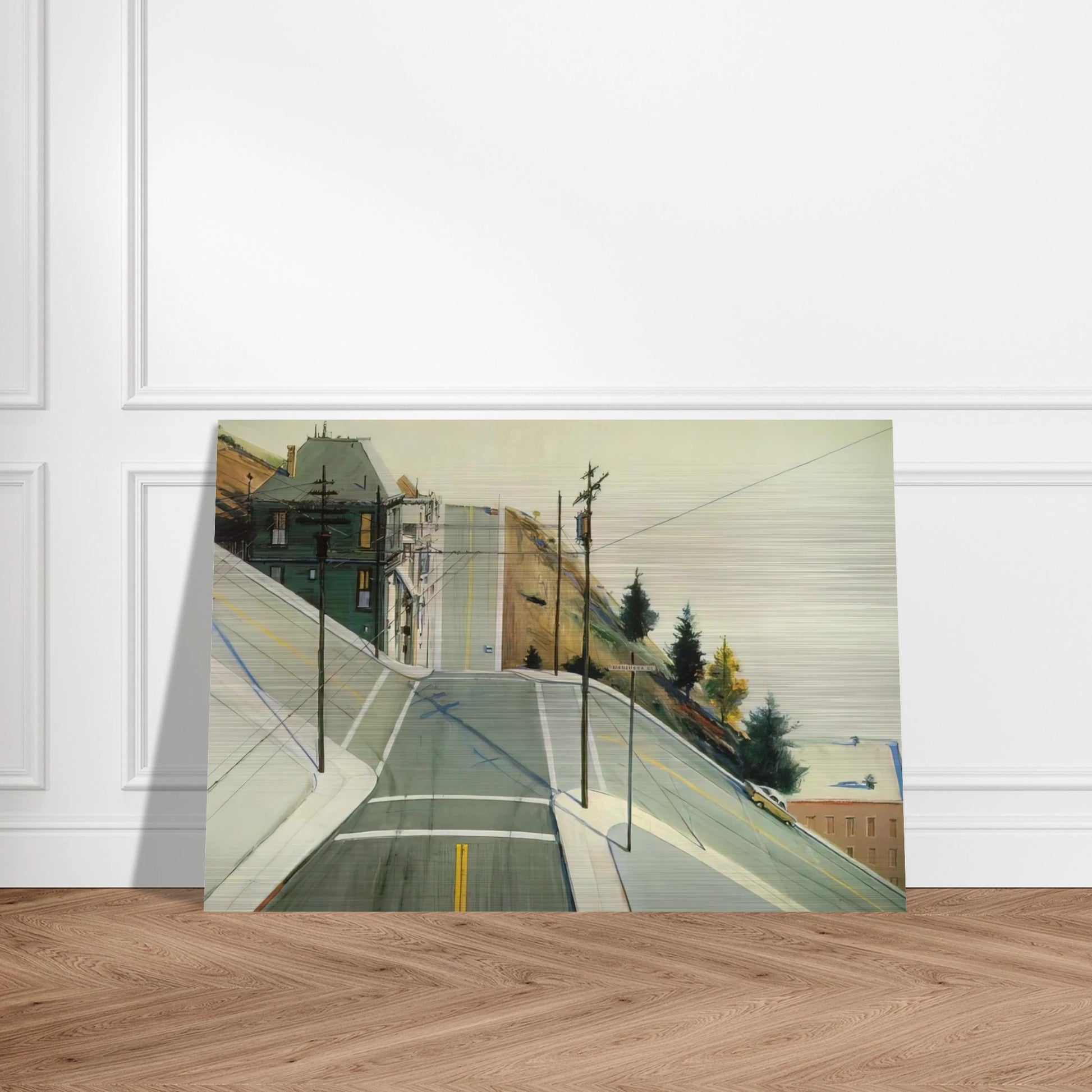 24th Street Intersection - 1977 - Wayne Thiebaud Brushed Aluminum Print - 70x100 cm / 28x40 inches | Wayne Thiebaud Aluminum Print | Wayne Thiebaud Prints