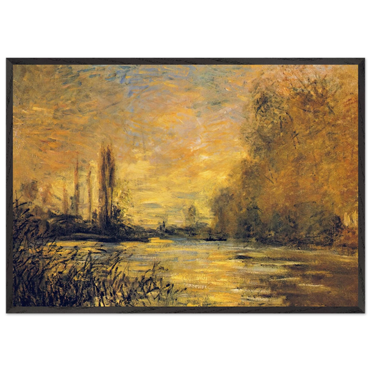 The Small Arm of the Seine at Argenteuil - claude monet 70x100 cm / 28x40 inches Framed Art Print – Black Wooden Frame