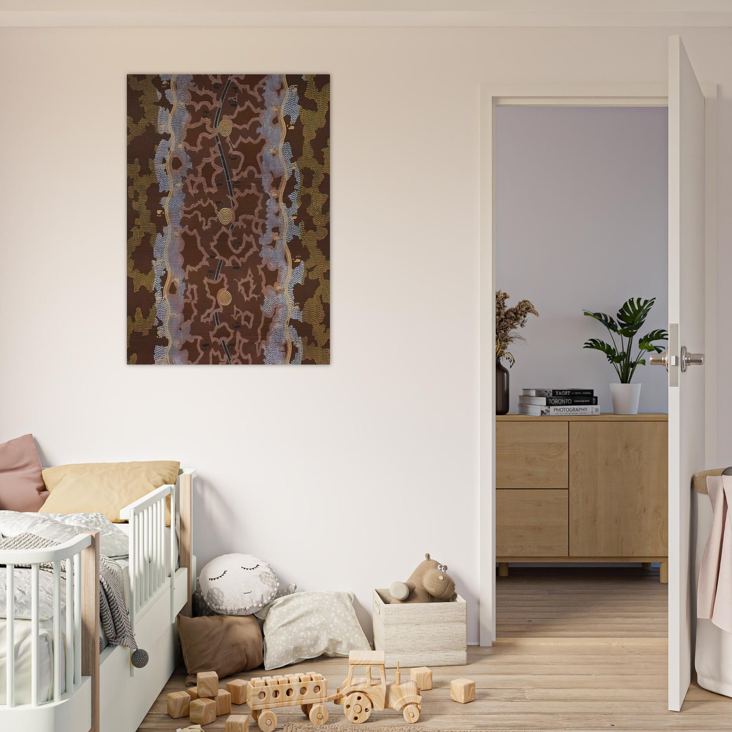 Possum Dreaming at Napperby - 1979 - Clifford Possum Tjapaltjarri Brushed Aluminum Print - 70x100 cm / 28x40 inches | Clifford Possum Tjapaltjarri Aluminum Print | Clifford Possum Tjapaltjarri Prints