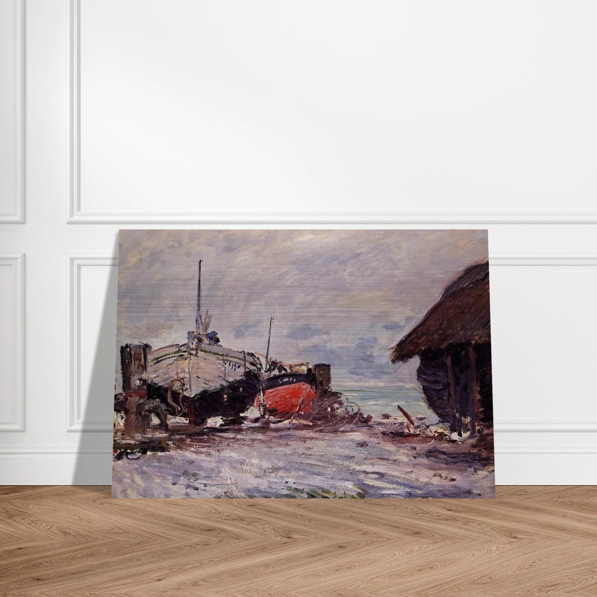 Fishing Boats at Etretat - claude monet Brushed Aluminum Print - 70x100 cm / 28x40 inches | claude monet Aluminum Print | claude monet Prints