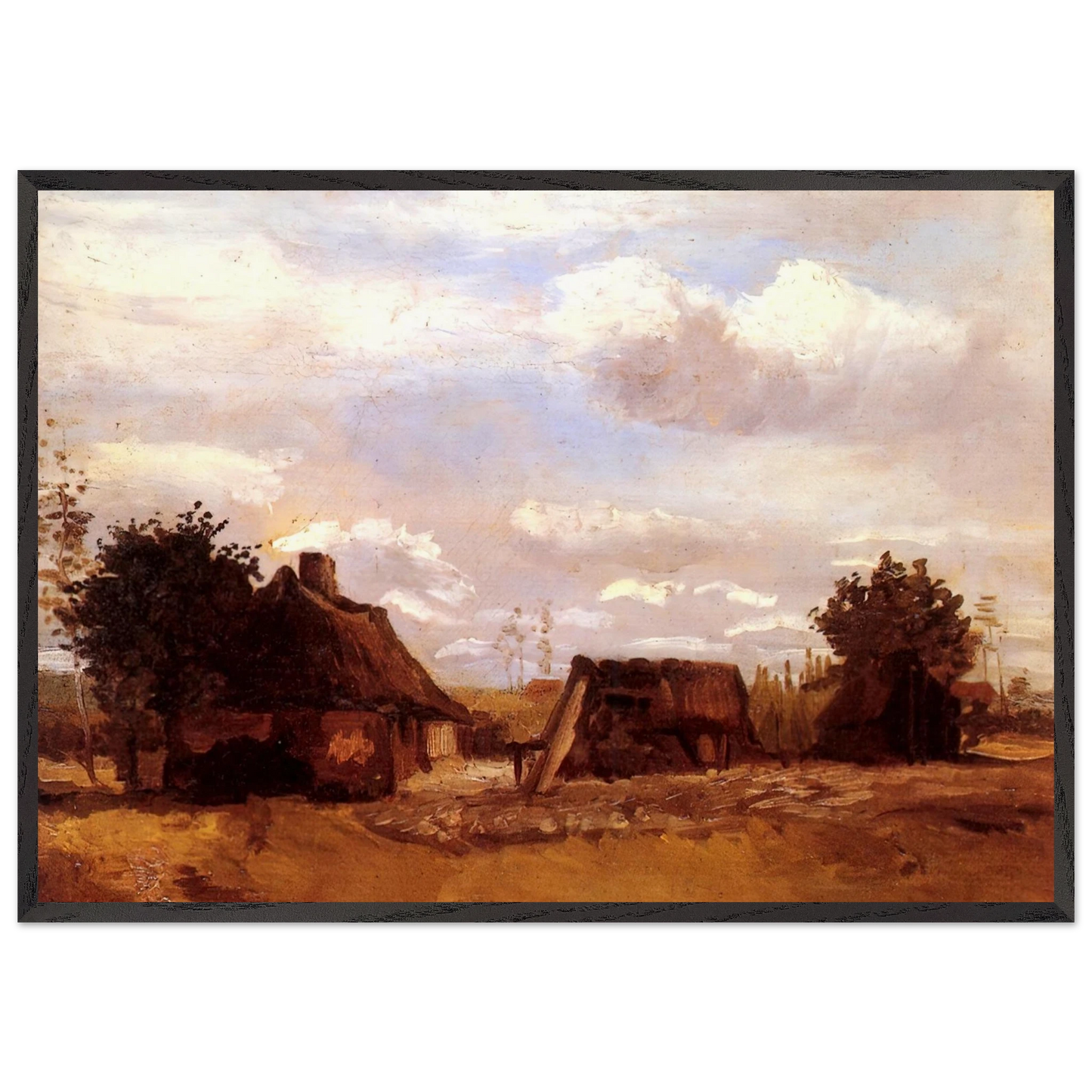 Cottage - Vincent van Gogh 70x100 cm / 28x40 inches Framed Art Print – Black Wooden Frame