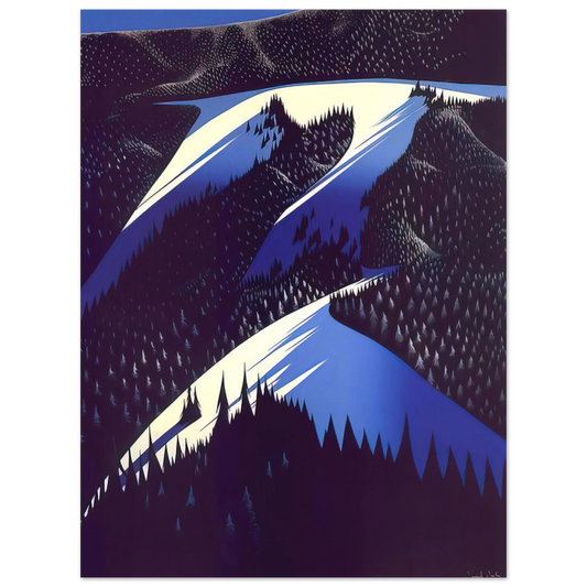 Eyvind Earle - Black Evergreen Forest  75x100 cm / 30x40inches Fine Art Poster