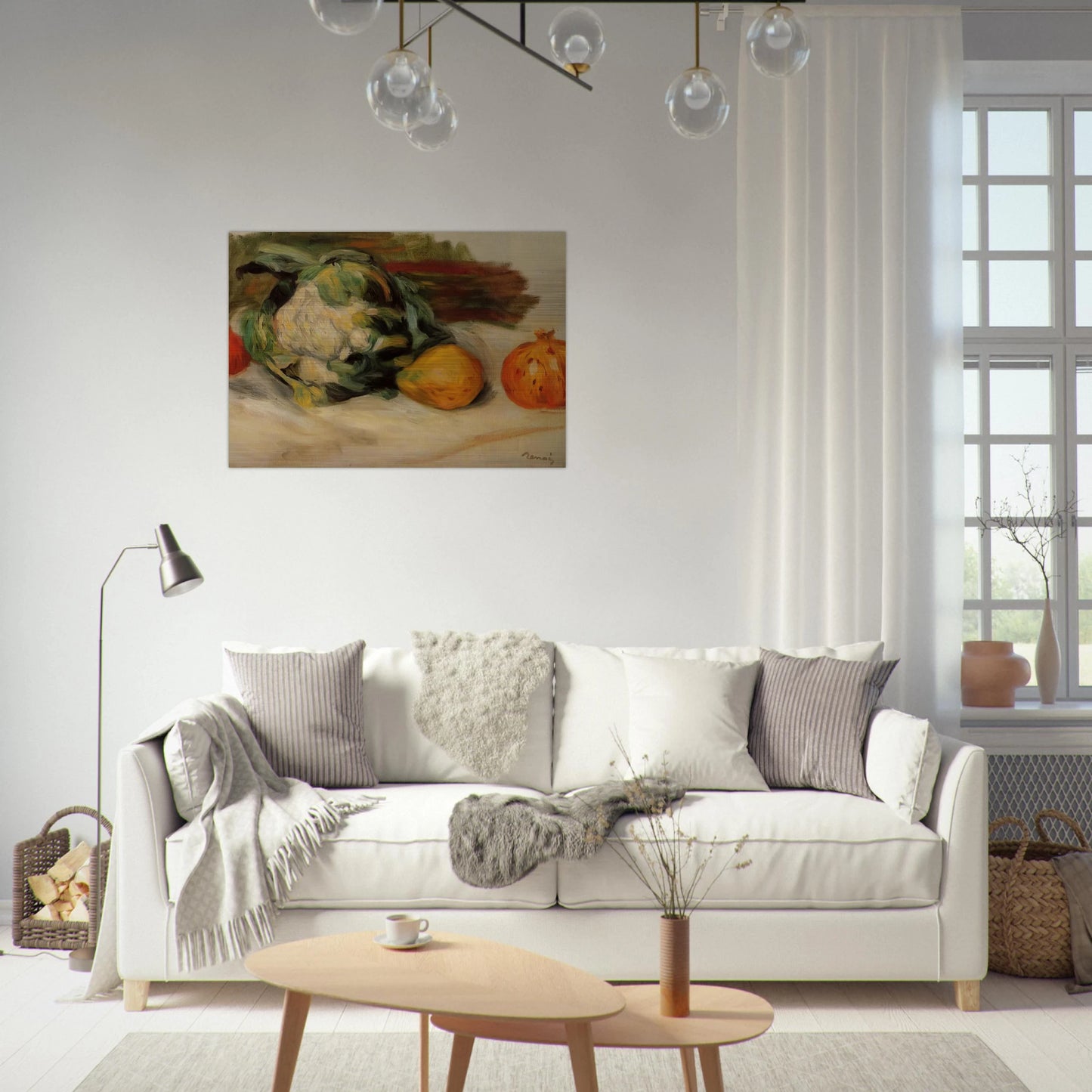 Cauliflower and Pomegranates - Pierre-Auguste Renoir Brushed Aluminum Print - 70x100 cm / 28x40 inches | Pierre-Auguste Renoir Aluminum Print | Pierre-Auguste Renoir Prints