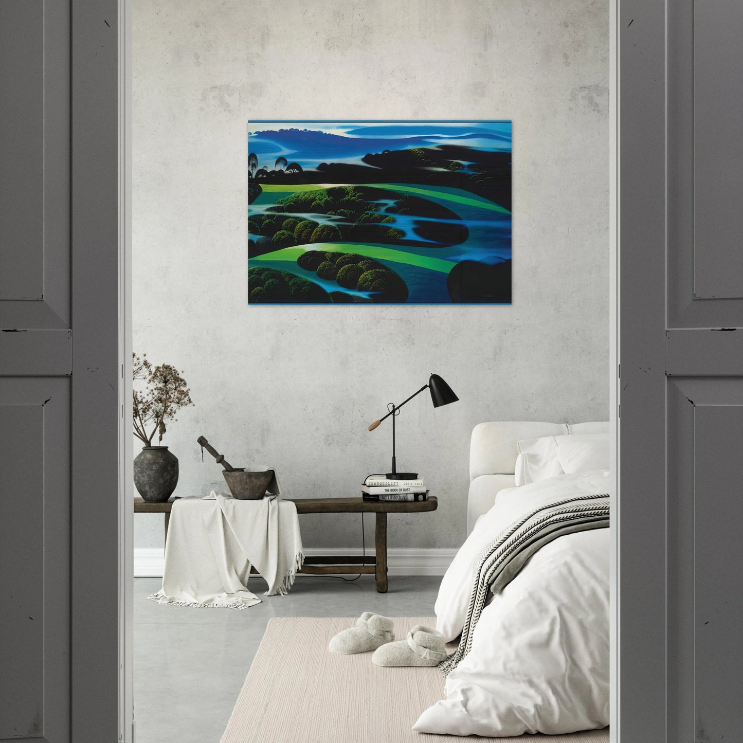 Summers Twilight - Eyvind Earle Brushed Aluminum Print - 70x100 cm / 28x40 inches | Eyvind Earle Aluminum Print | Eyvind Earle Prints