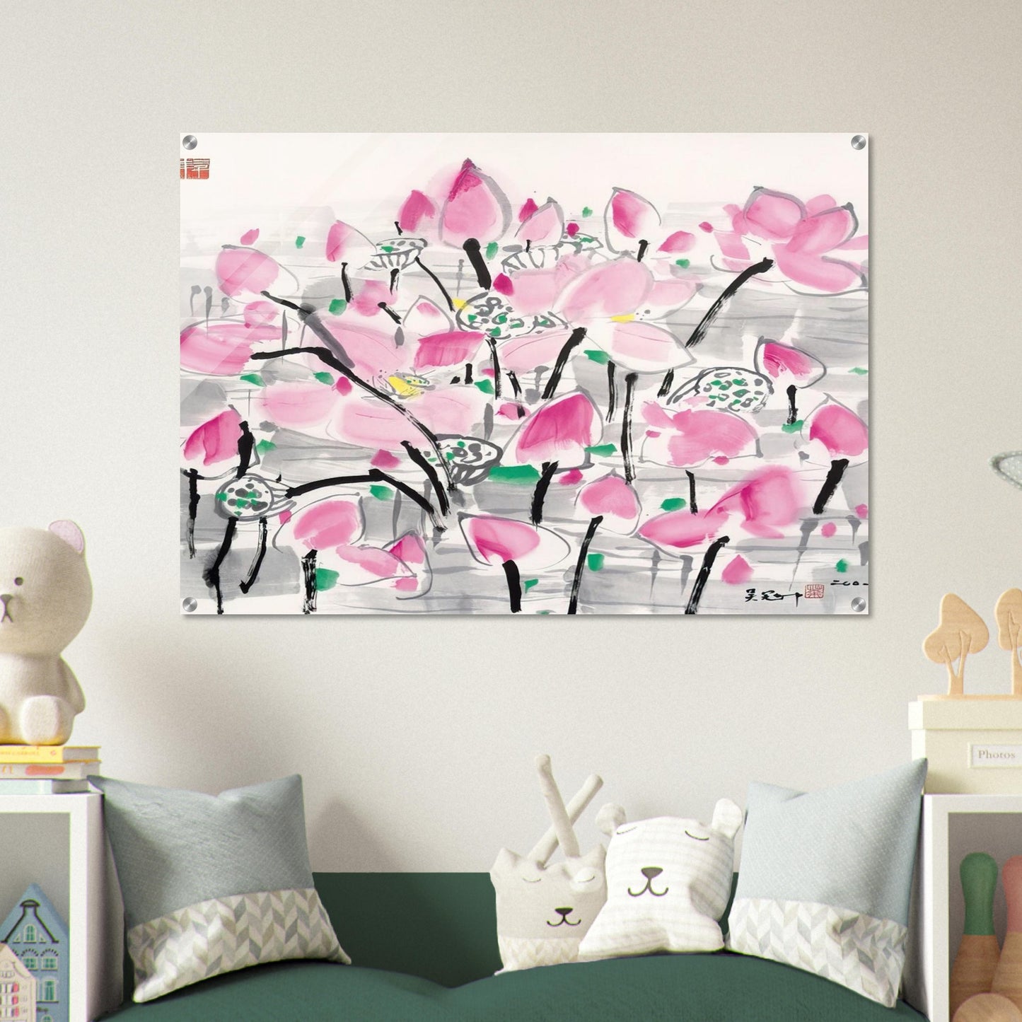 Lotus under the sun - 2001 - Wu Guanzhong Acrylic Print - 70x100 cm / 28x40″ inches