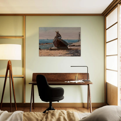WAITING FOR DAD - Winslow Homer Brushed Aluminum Print - 70x100 cm / 28x40 inches | Winslow Homer Aluminum Print | Winslow Homer Prints