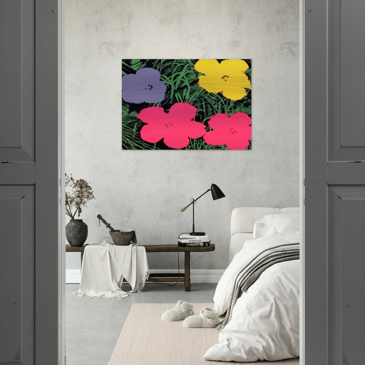 Flowers - Andy Warhol Brushed Aluminum Print - 70x100 cm / 28x40 inches | Andy Warhol Aluminum Print | Andy Warhol Prints