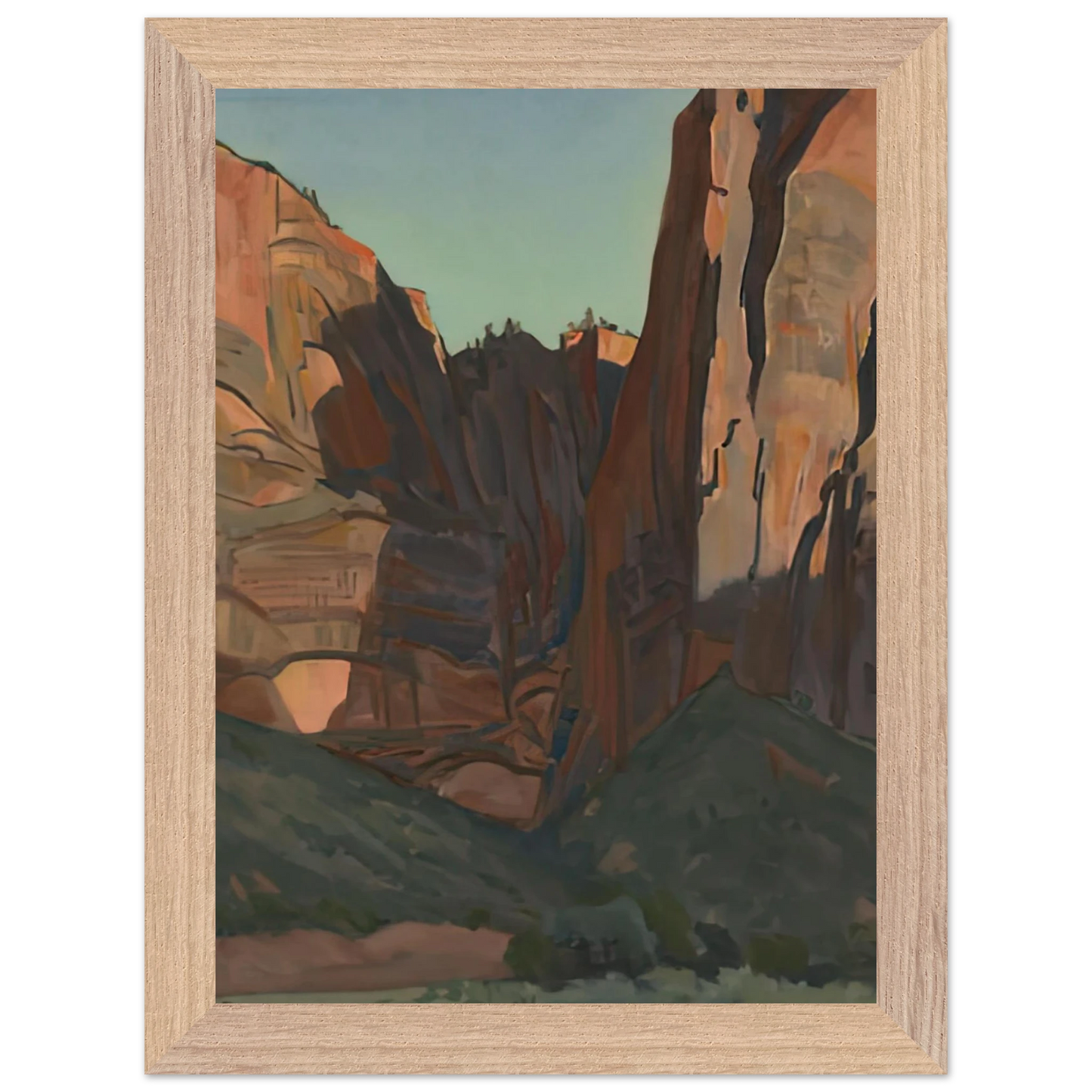 Maynard Dixon - NOTCH IN THE WALL ZION NATIONAL PARK AUGUST 1933 1933 Wall art - 70x100 cm / 28x40 inches - Premium Wooden Framed Poster With Fine Art Paper-canvas - Wood frame