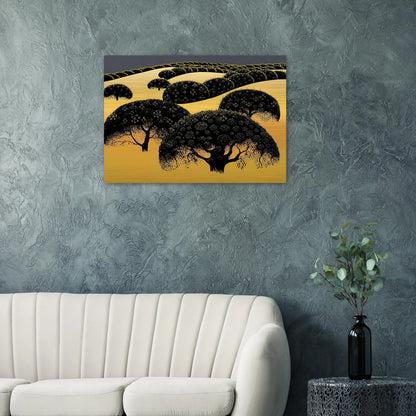Santa Ynez Oaks - Eyvind Earle Brushed Aluminum Print - 70x100 cm / 28x40 inches | Eyvind Earle Aluminum Print | Eyvind Earle Prints