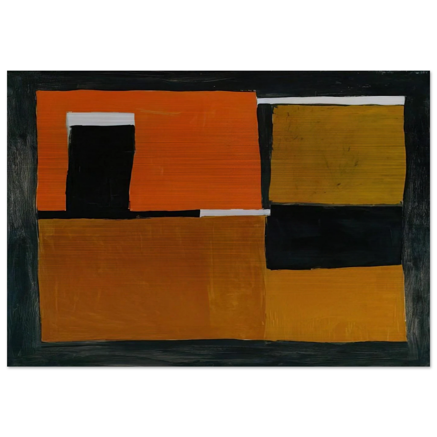 Orange, Black and White Composition - 1953 - William Scott Brushed Aluminum Print - 70x100 cm / 28x40 inches | William Scott Aluminum Print | William Scott Prints
