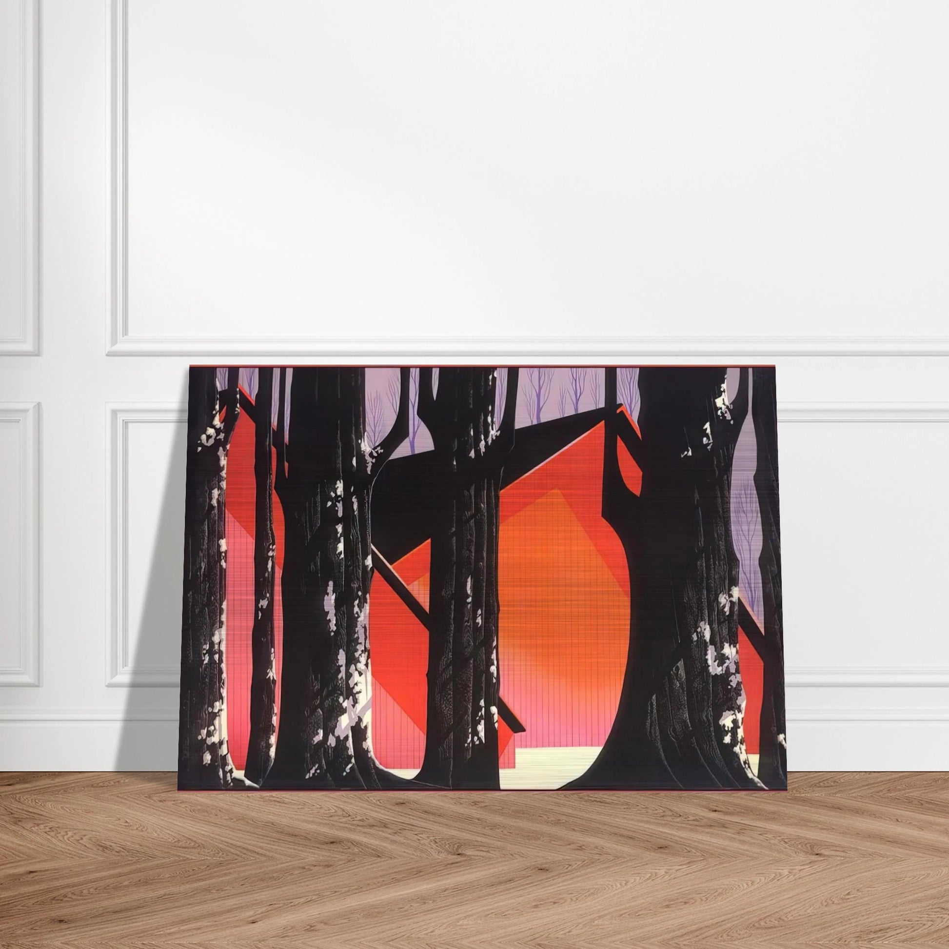 Winter Barnyard - Eyvind Earle Brushed Aluminum Print - 70x100 cm / 28x40 inches | Eyvind Earle Aluminum Print | Eyvind Earle Prints