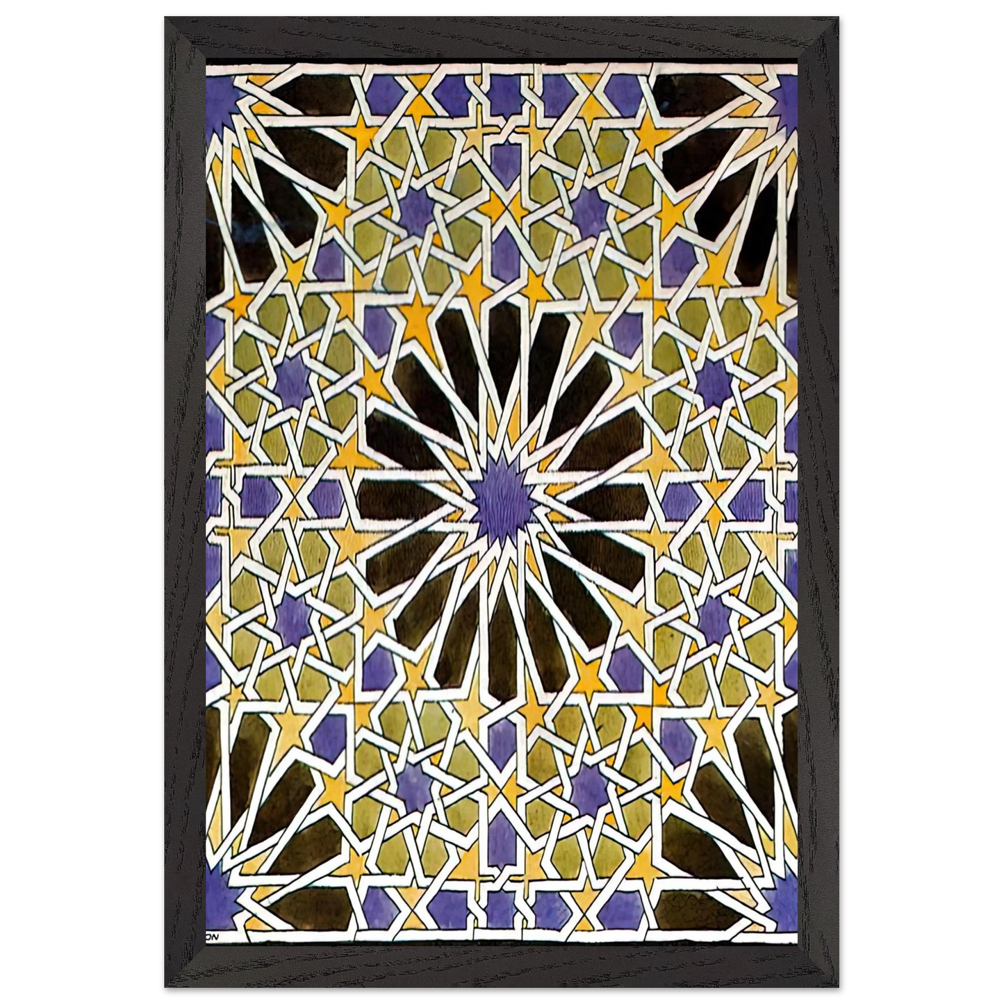 MC Escher - MURAL MOSAIC IN THE ALHAMBRA Wall Art - 30x40 cm / 12x16 inches - Premium Wooden Framed Poster With Fine Art Paper-canvas - Wood frame
