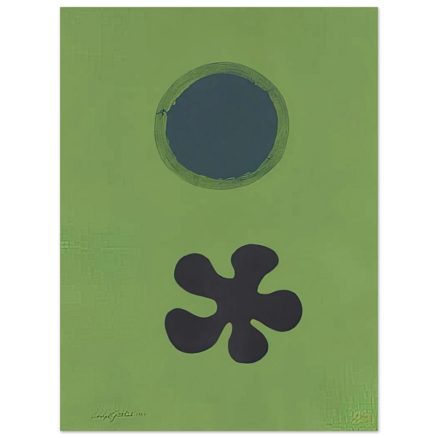 Adolph Gottlieb - Green Ground--Black Form - 1966  75x100 cm / 30x40inches Fine Art Poster
