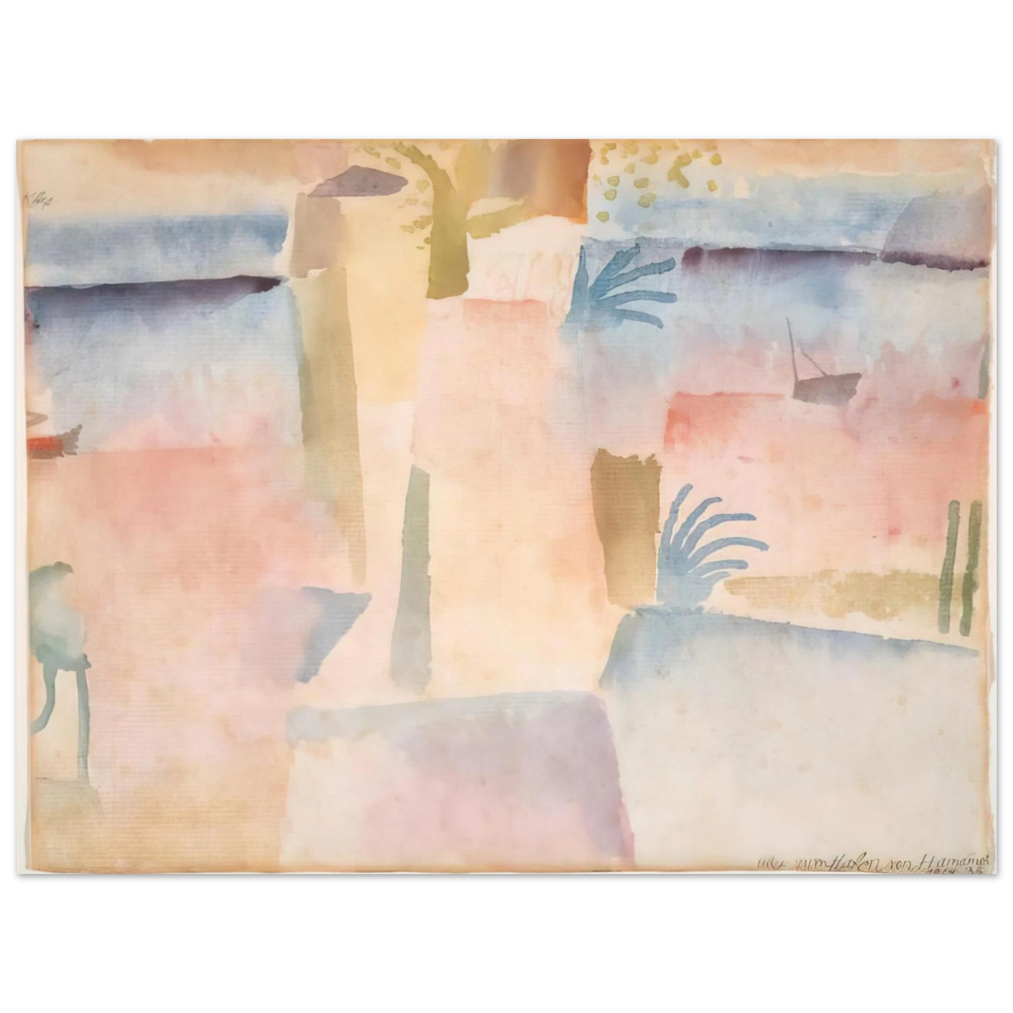 Paul Klee - VIEW TOWARDS THE PORT OF HAMMAMET 1914  75x100 cm / 30x40inches Fine Art Poster