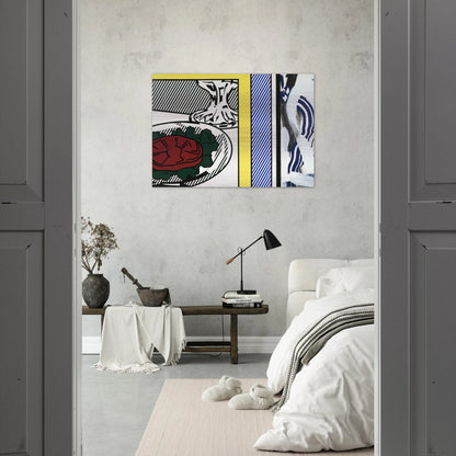 TOMATO AND ABSTRACTION 1982 - Roy Lichtenstein Brushed Aluminum Print - 70x100 cm / 28x40 inches | Roy Lichtenstein Aluminum Print | Roy Lichtenstein Prints