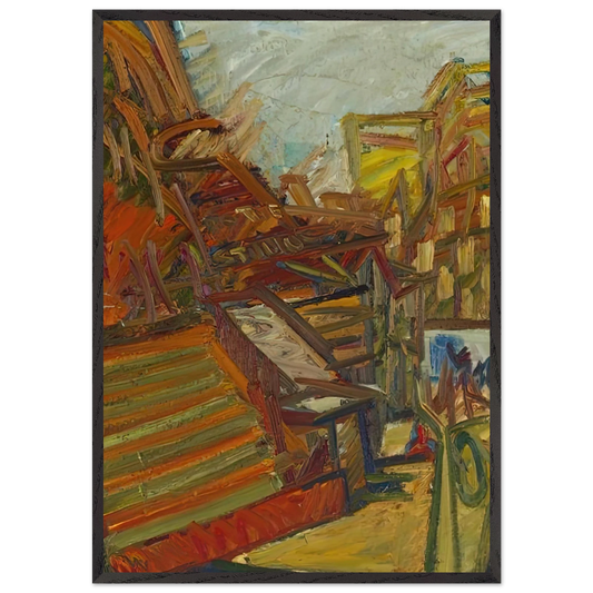 TO THE STUDIOS 1991 - Frank Auerbach 70x100 cm / 28x40 inches Framed Art Print – Black Wooden Frame