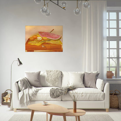 WATERMELONS AND ORANGES - Fernando Botero Brushed Aluminum Print - 70x100 cm / 28x40 inches | Fernando Botero Aluminum Print | Fernando Botero Prints