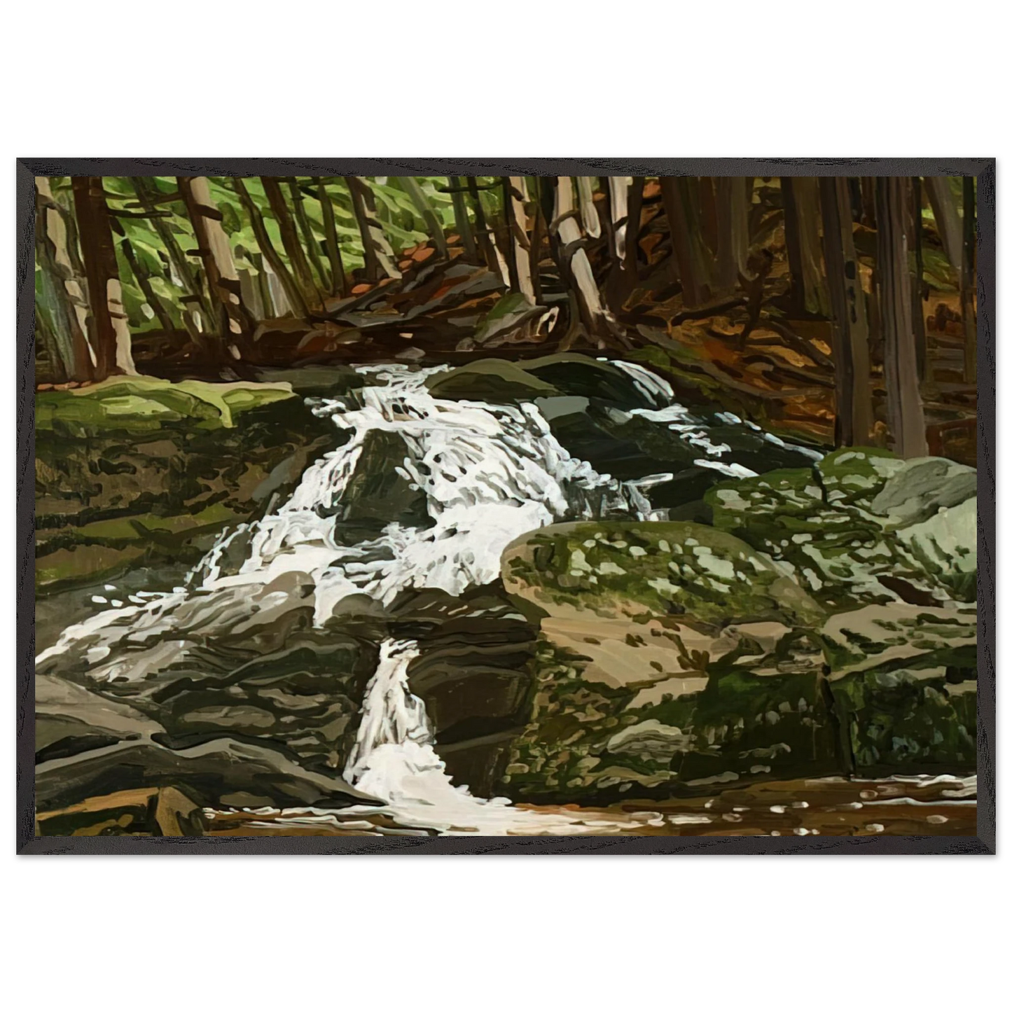 Study for Falls - Jam Brook - 1996 - Neil Welliver 70x100 cm / 28x40 inches Framed Art Print – Black Wooden Frame