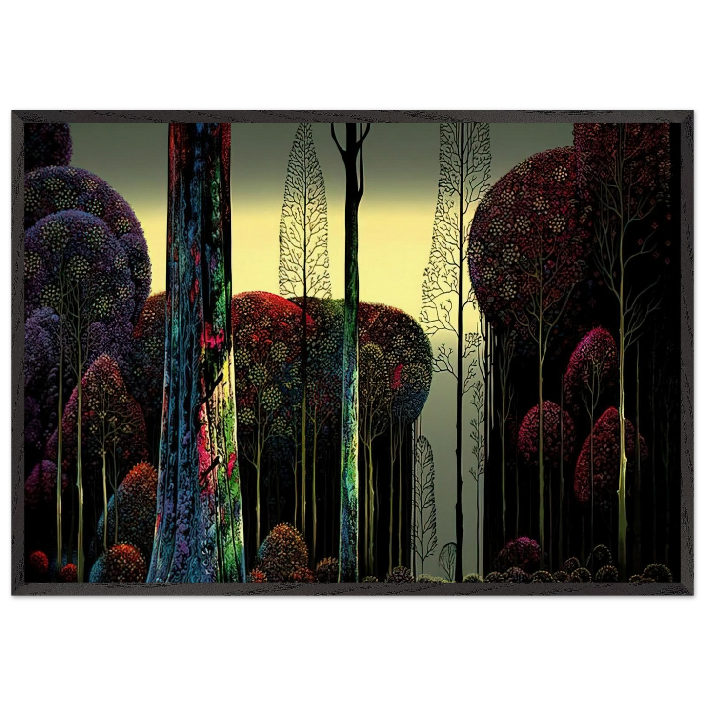Gothic Forest - Eyvind Earle 70x100 cm / 28x40 inches Framed Art Print – Black Wooden Frame