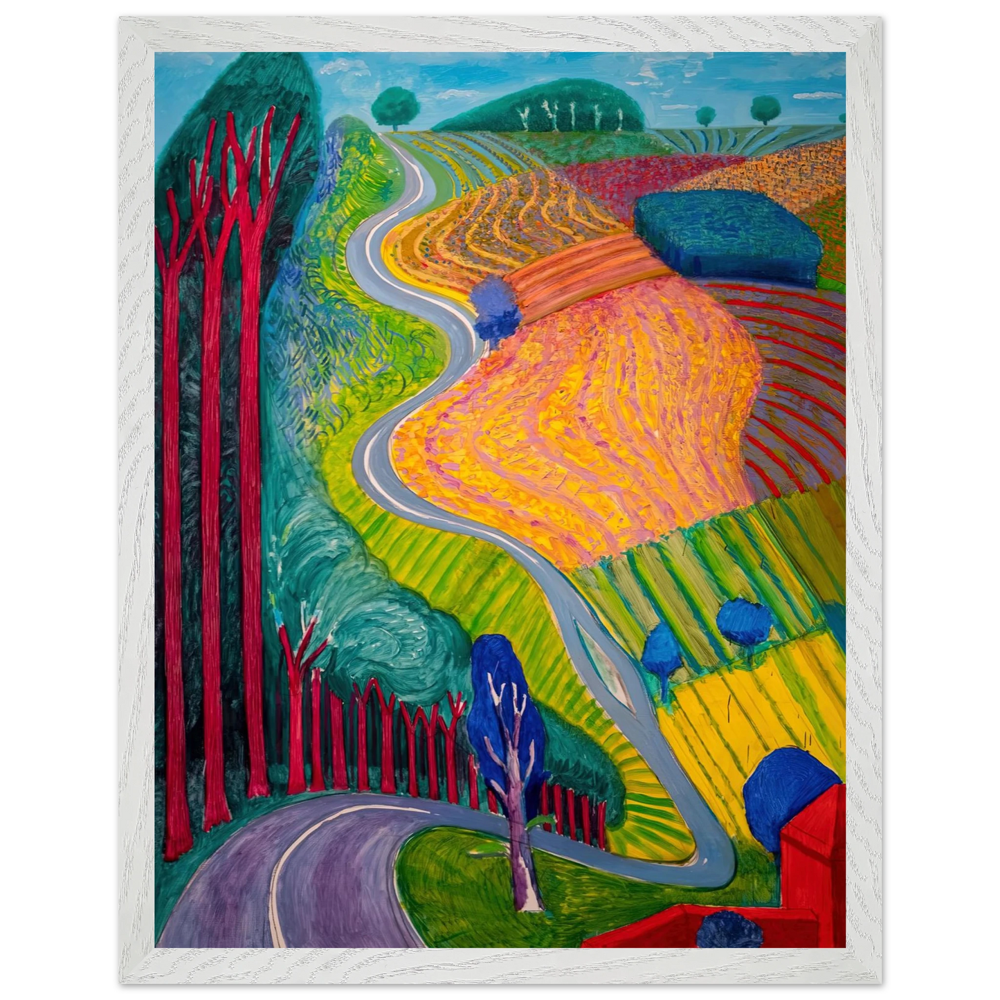 David Hockney - David Hockney Wall art - 30x40 cm / 12x16 inches - Premium Wooden Framed Poster With Fine Art Paper-canvas - White frame