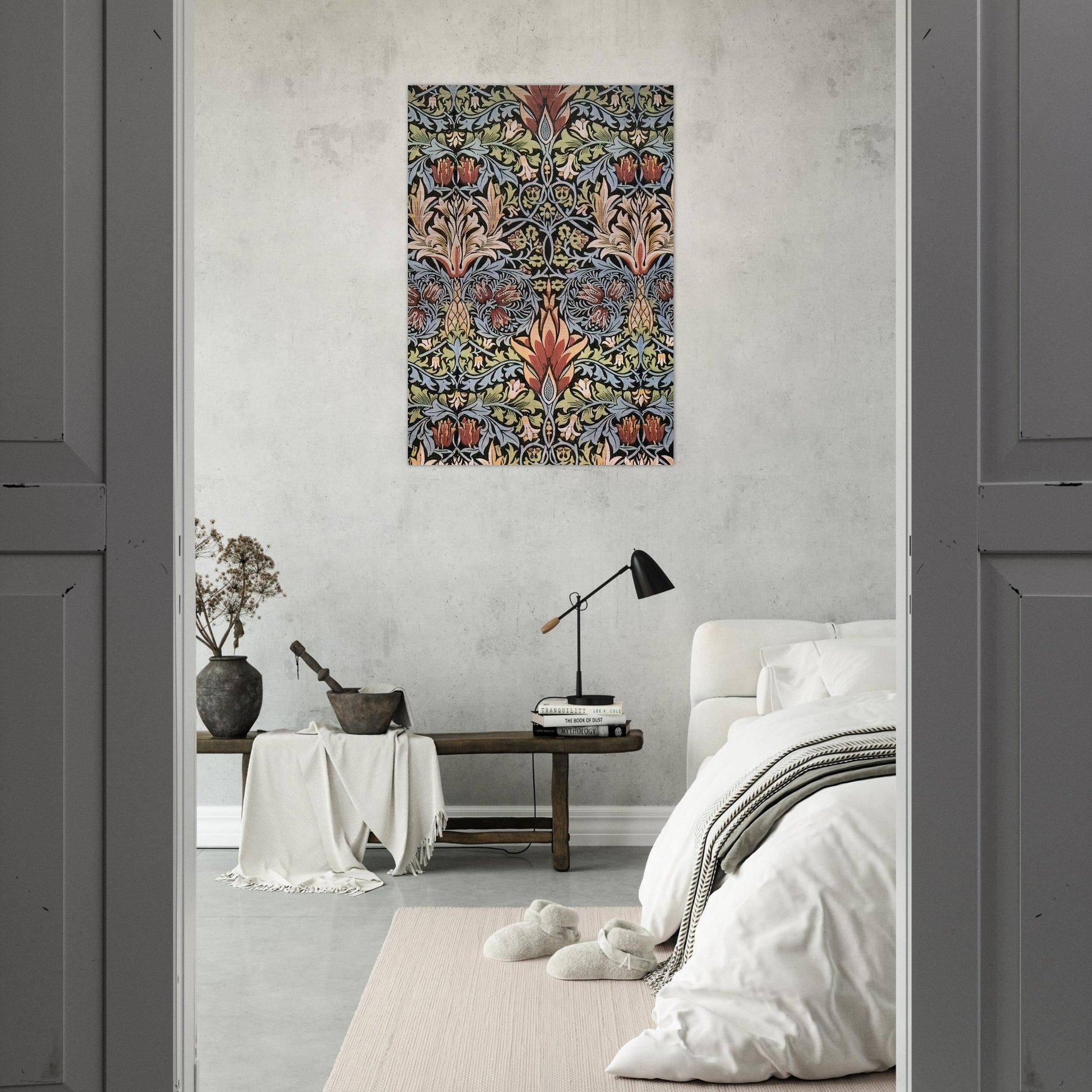 SNAKESHEAD PRINTED TEXTILE 1876 - William Morris Brushed Aluminum Print - 70x100 cm / 28x40 inches | William Morris Aluminum Print | William Morris Prints