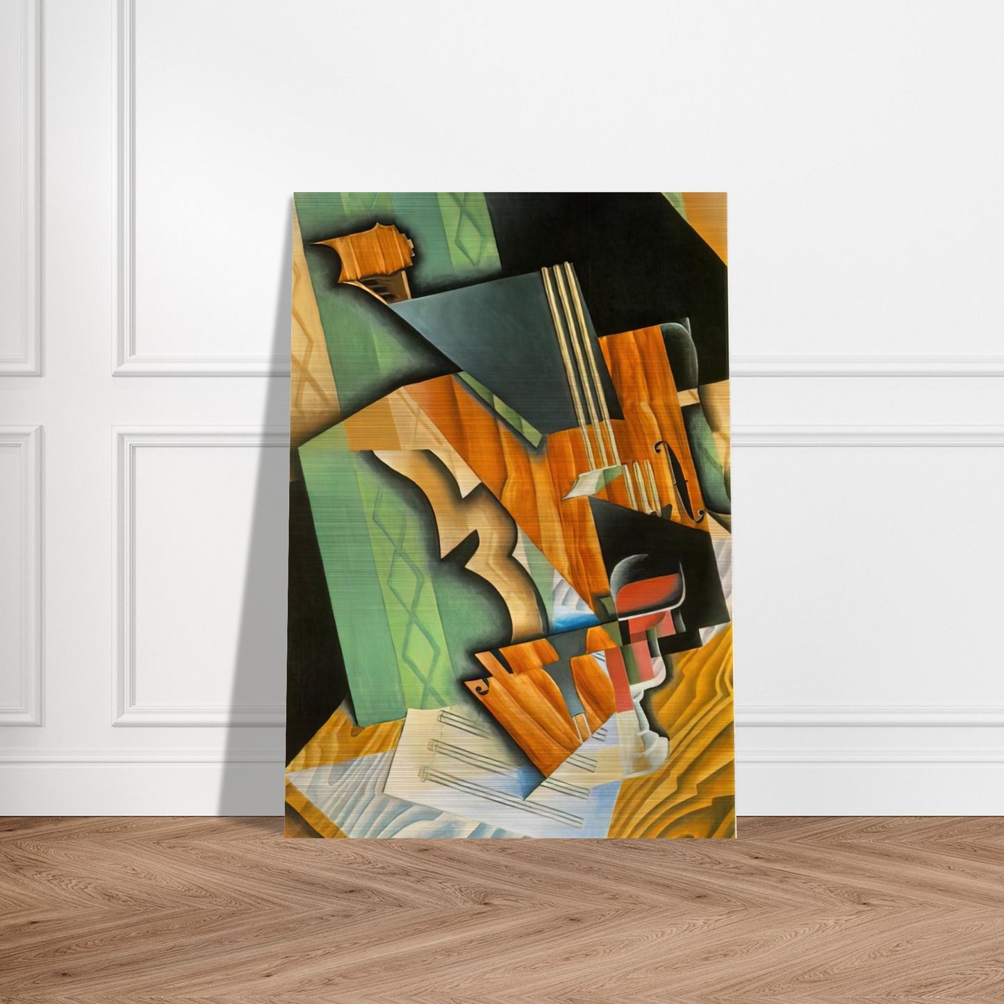 VIOLIN AND GLASS 1915 - Juan Gris Brushed Aluminum Print - 70x100 cm / 28x40 inches | Juan Gris Aluminum Print | Juan Gris Prints