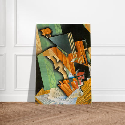 VIOLIN AND GLASS 1915 - Juan Gris Brushed Aluminum Print - 70x100 cm / 28x40 inches | Juan Gris Aluminum Print | Juan Gris Prints