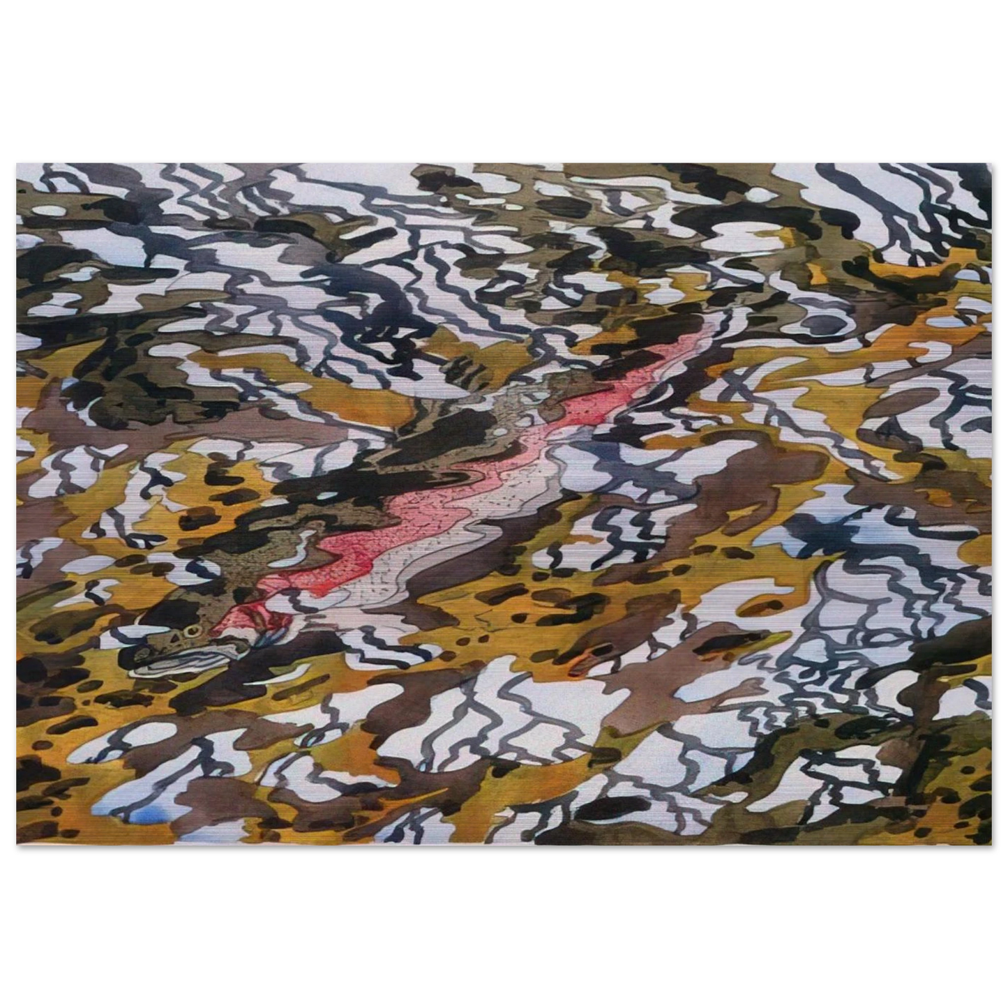 Trout and Reflected Tree - 1985 - Neil Welliver Brushed Aluminum Print - 70x100 cm / 28x40 inches | Neil Welliver Aluminum Print | Neil Welliver Prints