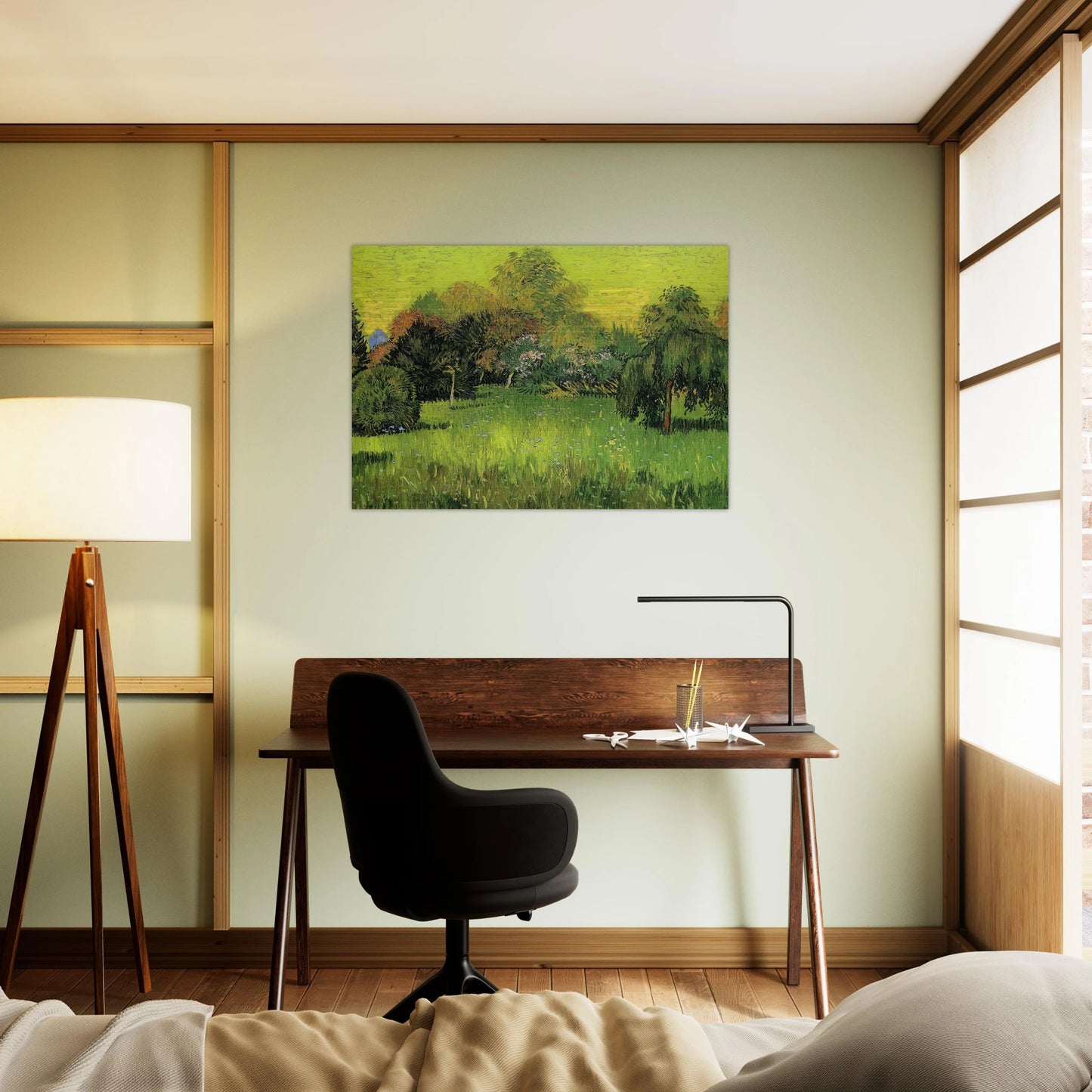 Public Park with Weeping Willow The Poet s Garden I - Vincent van Gogh Brushed Aluminum Print - 70x100 cm / 28x40 inches | Vincent van Gogh Aluminum Print | Vincent van Gogh Prints