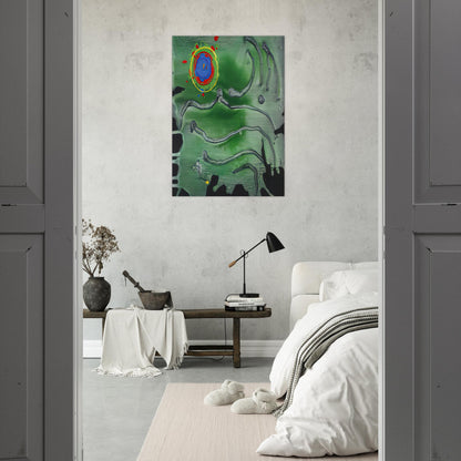 Green Sea Moon - 2006 - John Hoyland Brushed Aluminum Print - 70x100 cm / 28x40 inches | John Hoyland Aluminum Print | John Hoyland Prints