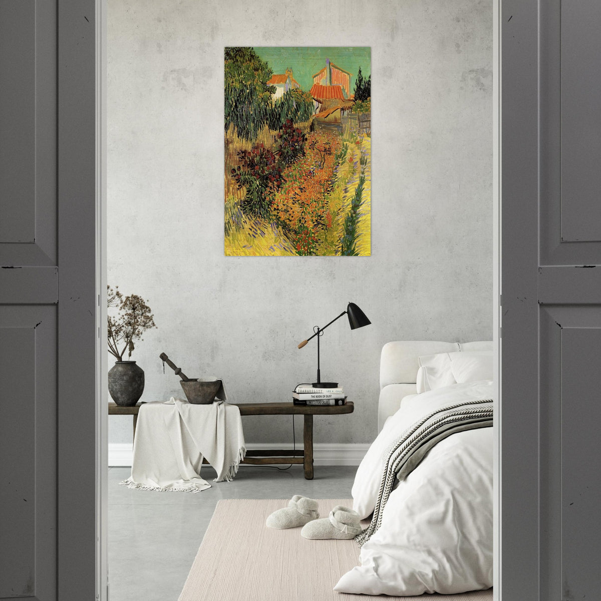 Garden Behind a House - Vincent van Gogh Brushed Aluminum Print - 70x100 cm / 28x40 inches | Vincent van Gogh Aluminum Print | Vincent van Gogh Prints
